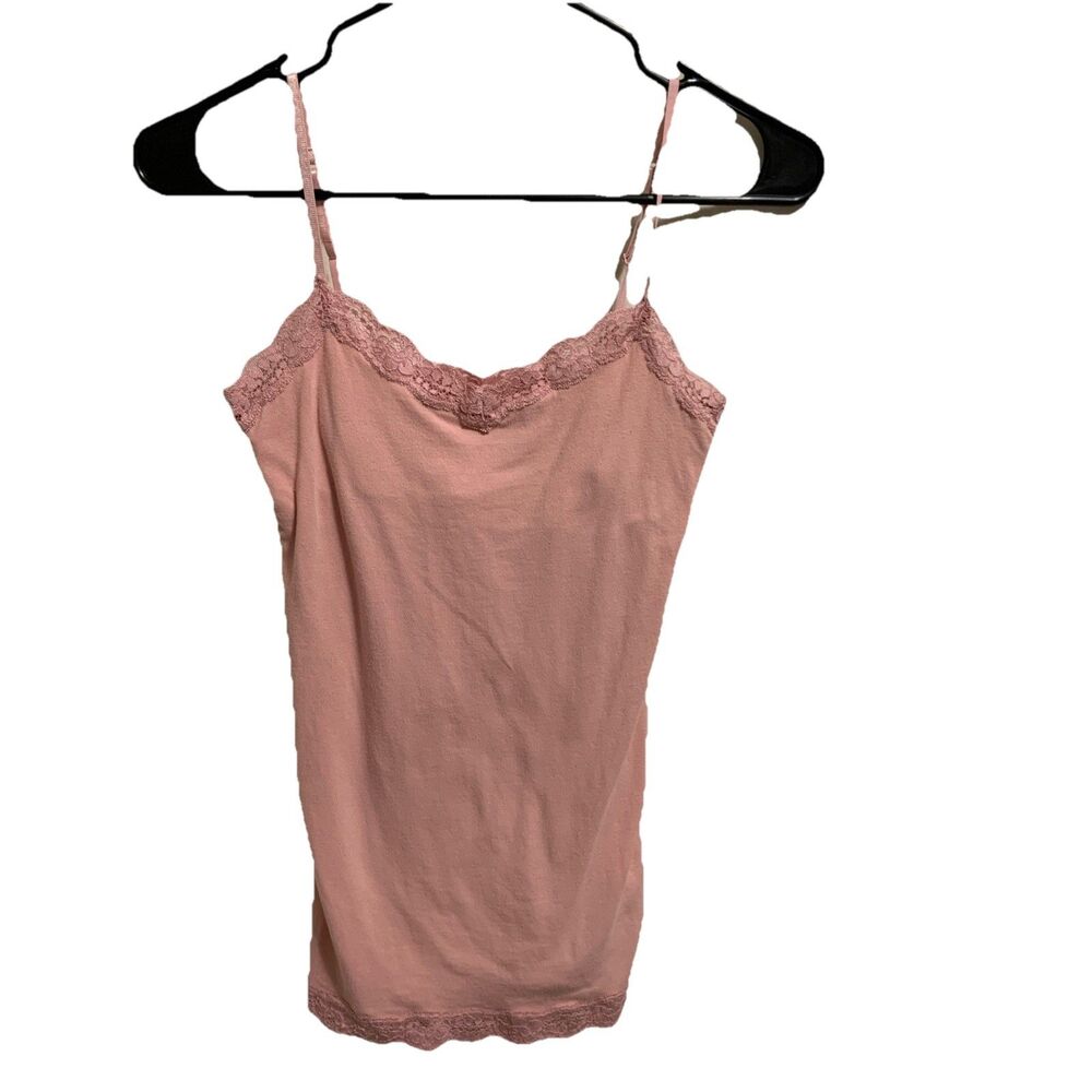Vintage aeropostale Womens Y2K  Lace Trim Tank Top Cami Size S Pink Romantic